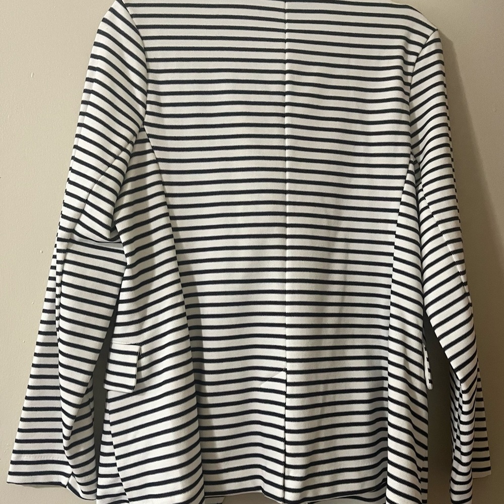 Banana Republic Navy and White Striped Double-Breasted Blazer - Picture 2 of 3